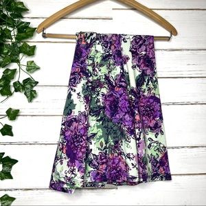 Lularoe Maxi Skirt Colorful Green Purple Floral Print Stretch 6/8
